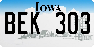 IA license plate BEK303