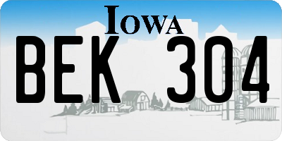 IA license plate BEK304