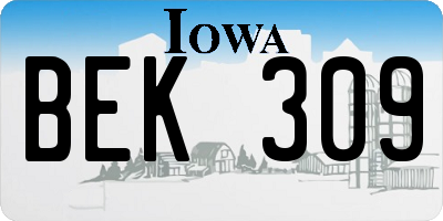 IA license plate BEK309