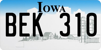 IA license plate BEK310