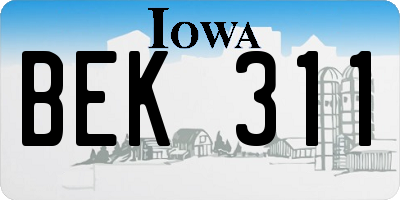 IA license plate BEK311