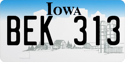IA license plate BEK313