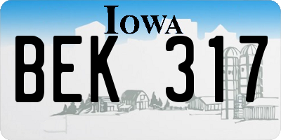 IA license plate BEK317