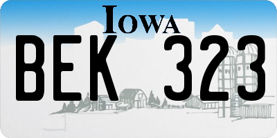 IA license plate BEK323