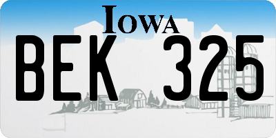 IA license plate BEK325