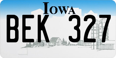 IA license plate BEK327