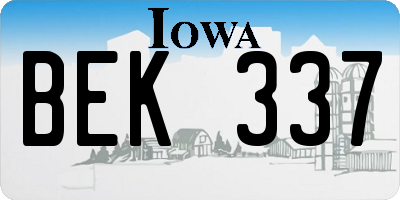 IA license plate BEK337