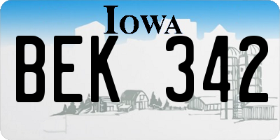 IA license plate BEK342