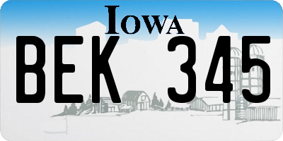 IA license plate BEK345