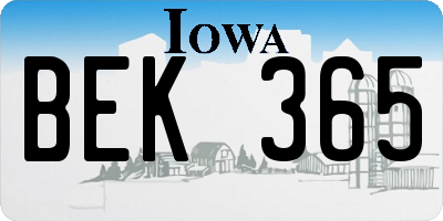 IA license plate BEK365