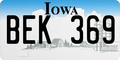 IA license plate BEK369
