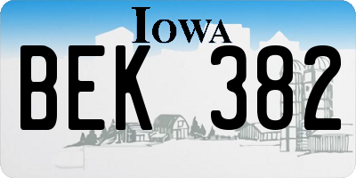 IA license plate BEK382
