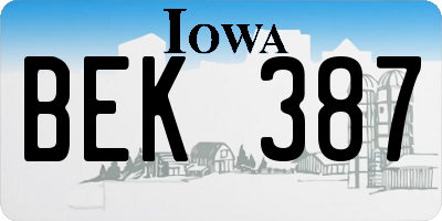 IA license plate BEK387