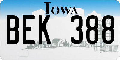 IA license plate BEK388