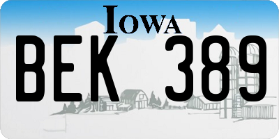 IA license plate BEK389