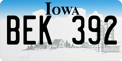 IA license plate BEK392