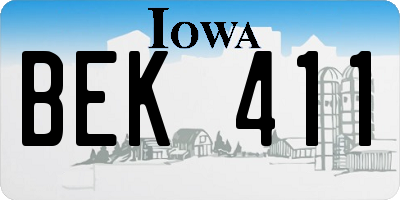 IA license plate BEK411