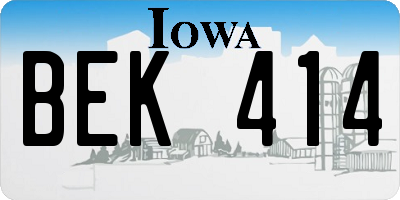 IA license plate BEK414