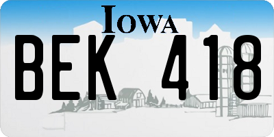 IA license plate BEK418