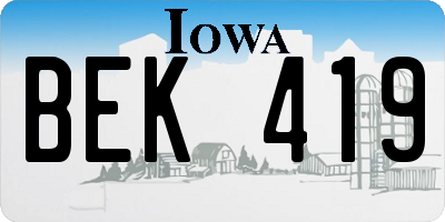 IA license plate BEK419