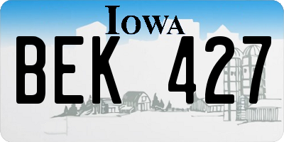IA license plate BEK427
