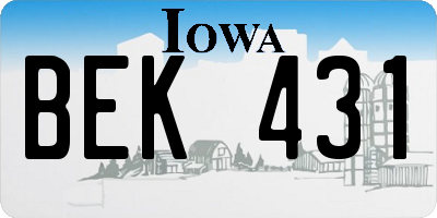 IA license plate BEK431