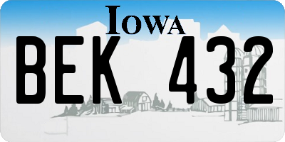 IA license plate BEK432