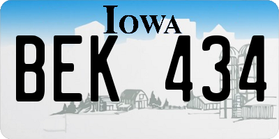 IA license plate BEK434