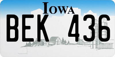 IA license plate BEK436