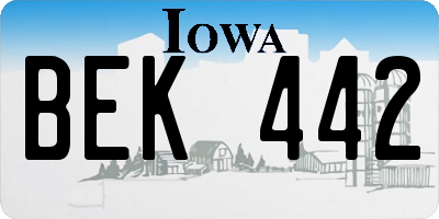 IA license plate BEK442