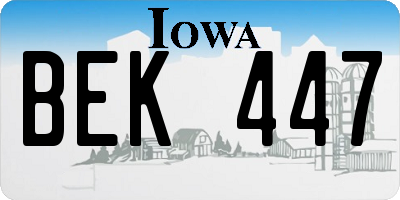 IA license plate BEK447