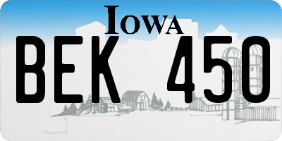 IA license plate BEK450