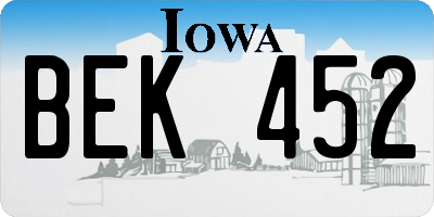 IA license plate BEK452