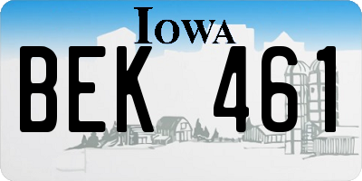 IA license plate BEK461
