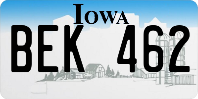 IA license plate BEK462