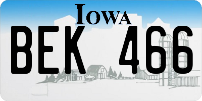 IA license plate BEK466