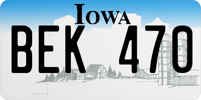 IA license plate BEK470