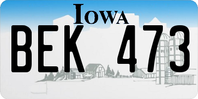 IA license plate BEK473