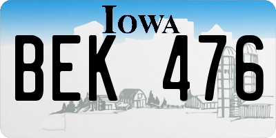 IA license plate BEK476