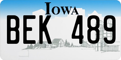 IA license plate BEK489