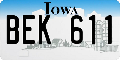 IA license plate BEK611
