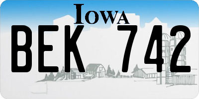 IA license plate BEK742