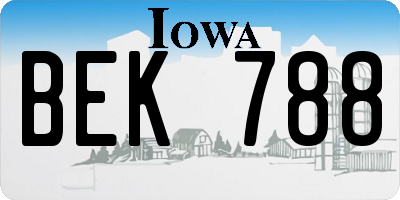 IA license plate BEK788