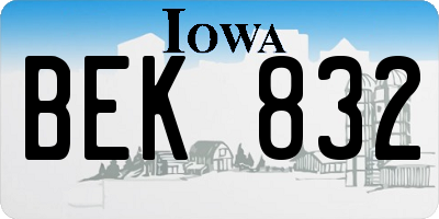 IA license plate BEK832