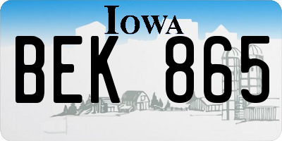IA license plate BEK865