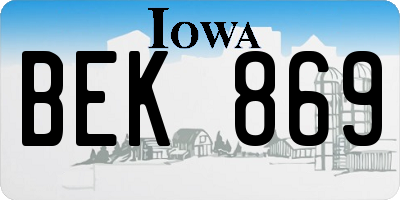 IA license plate BEK869