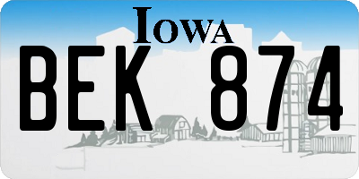 IA license plate BEK874