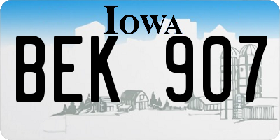 IA license plate BEK907