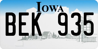 IA license plate BEK935