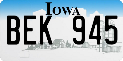 IA license plate BEK945